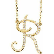 Load image into Gallery viewer, 1/10 CTW Diamond Initial A 16" Necklace