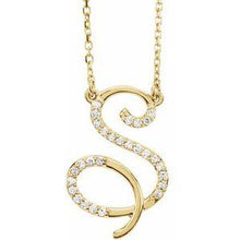 Load image into Gallery viewer, 1/10 CTW Diamond Initial A 16" Necklace