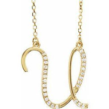 Load image into Gallery viewer, 1/10 CTW Diamond Initial A 16" Necklace