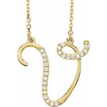 Load image into Gallery viewer, 1/10 CTW Diamond Initial A 16" Necklace