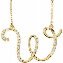 Load image into Gallery viewer, 1/10 CTW Diamond Initial A 16" Necklace