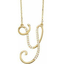 Load image into Gallery viewer, 1/10 CTW Diamond Initial A 16" Necklace