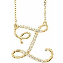 Load image into Gallery viewer, 1/10 CTW Diamond Initial A 16" Necklace