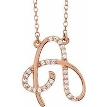 Load image into Gallery viewer, 1/10 CTW Diamond Initial A 16" Necklace