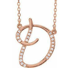 Load image into Gallery viewer, 1/10 CTW Diamond Initial A 16" Necklace