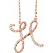 Load image into Gallery viewer, 1/10 CTW Diamond Initial A 16" Necklace
