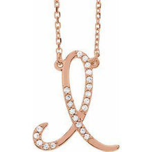 Load image into Gallery viewer, 1/10 CTW Diamond Initial A 16" Necklace