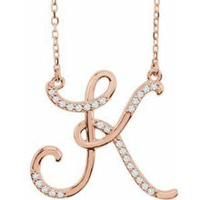 Load image into Gallery viewer, 1/10 CTW Diamond Initial A 16" Necklace