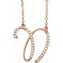 Load image into Gallery viewer, 1/10 CTW Diamond Initial A 16" Necklace