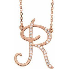 Load image into Gallery viewer, 1/10 CTW Diamond Initial A 16" Necklace