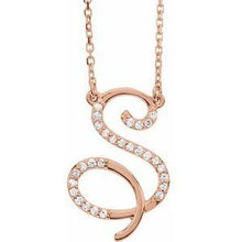 Load image into Gallery viewer, 1/10 CTW Diamond Initial A 16" Necklace