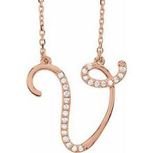 Load image into Gallery viewer, 1/10 CTW Diamond Initial A 16" Necklace