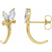 Load image into Gallery viewer, Blue Zircon Floral-Inspired J-Hoop Earrings