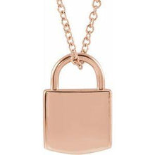 Load image into Gallery viewer, 12.02x8 mm Engravable Lock 16-18" Necklace