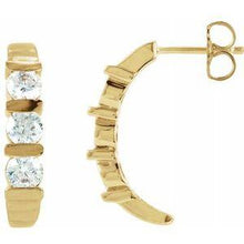 Load image into Gallery viewer, 1/2 CTW Diamond J-Hoop Earrings