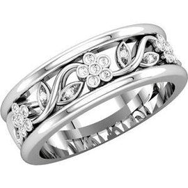 1/8 CTW Diamond Floral-Inspired Anniversary Band