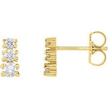 Load image into Gallery viewer, 7/8 CTW Diamond Three-Stone Earrings
