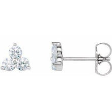 Load image into Gallery viewer, 5/8 CTW Three-Stone Diamond Earrings