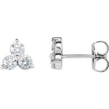Load image into Gallery viewer, 5/8 CTW Three-Stone Diamond Earrings