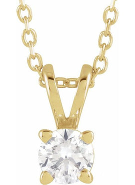 14K Yellow Gold  1/4 CT Lab-Grown Diamond Solitaire 16-18