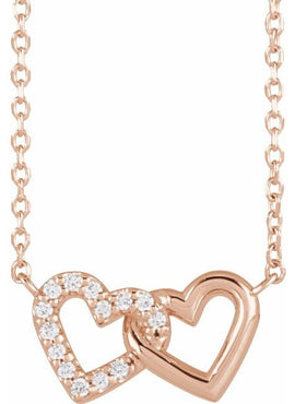 Platinum .05 CTW Natural Diamond Petite Double Interlocking Heart 16-18