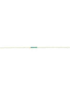 14K Yellow Gold Natural Turquoise Bar 6 1/2-7 1/2