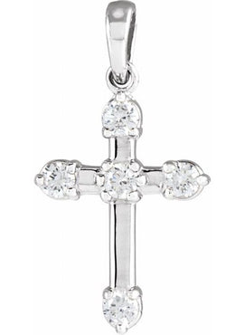 14K White Gold .07 CTW Natural Diamond Cross Pendant