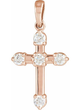 14K White Gold .07 CTW Natural Diamond Cross Pendant