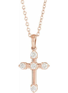 14K White Gold .07 CTW Natural Diamond Cross Pendant