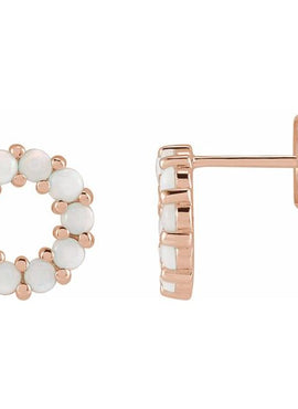 14K Rose Gold Natural Turquoise Cabochon Earrings