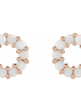 14K Rose Gold Natural Turquoise Cabochon Earrings