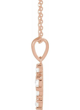 14K White Gold 1/8 CTW Rose-Cut Natural Diamond Cross Pendant