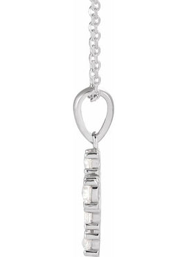 14K White Gold 1/8 CTW Rose-Cut Natural Diamond Cross Pendant