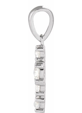 14K White Gold 1/8 CTW Rose-Cut Natural Diamond Cross Pendant