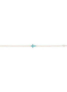 Sterling Silver Natural Turquoise Sideways Cross 6 1/2-7 1/2