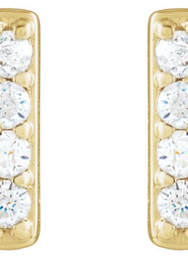 14K Yellow Gold .06 CTW Natural Diamond Bar Earrings