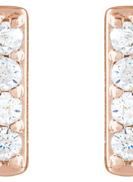 14K Yellow Gold .06 CTW Natural Diamond Bar Earrings