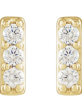 14K Yellow Gold .06 CTW Natural Diamond Bar Earrings