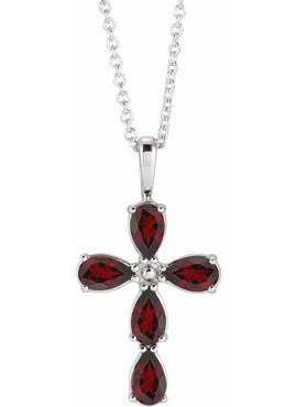 14K White Gold 1 CTW Natural Diamond Cross 16-18