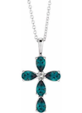 14K White Gold 1 CTW Natural Diamond Cross 16-18