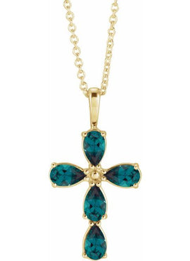 14K White Gold 1 CTW Natural Diamond Cross 16-18