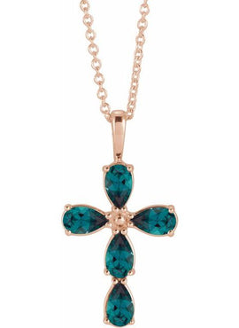 14K White Gold 1 CTW Natural Diamond Cross 16-18