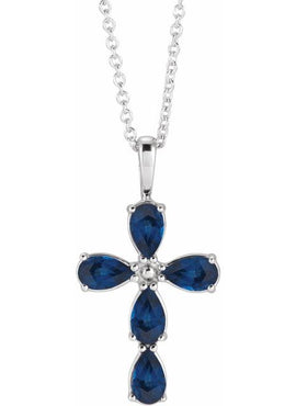 14K White Gold 1 CTW Natural Diamond Cross 16-18