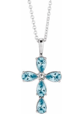 14K White Gold 1 CTW Natural Diamond Cross 16-18