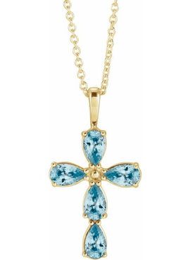 14K White Gold 1 CTW Natural Diamond Cross 16-18