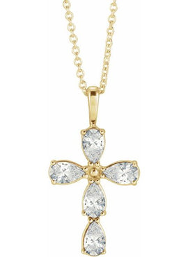 14K White Gold 1 CTW Natural Diamond Cross 16-18