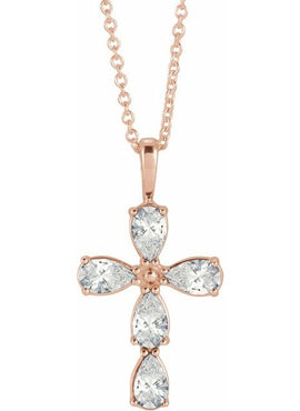 14K White Gold 1 CTW Natural Diamond Cross 16-18