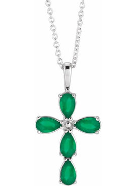 14K White Gold 1 CTW Natural Diamond Cross 16-18
