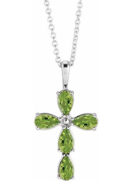 14K White Gold 1 CTW Natural Diamond Cross 16-18