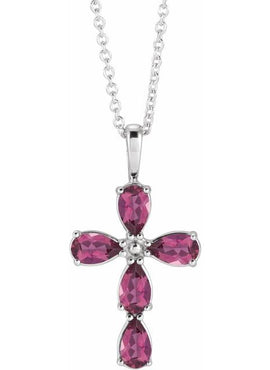 14K White Gold 1 CTW Natural Diamond Cross 16-18
